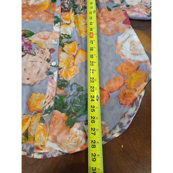 Figueroa & Flower Blouse Women’s Size Medium Floral Peasant Boho Sheer Button Up - Picture 11 of 13